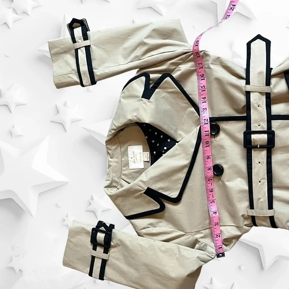 Kate Spade Tan/Black Trench Coat girl size M - Picture 9 of 9